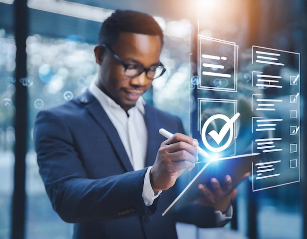 businessman-using-electronic-pen-tick-correct-sign-mark-online-document-checklist-quality_820340-36068